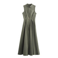 Vestido Largo Con Cremallera Para Mujer TRAF Elegante Y Elegante Vestido Sin Mangas Plisado A-Line Midi Para Fiesta Verano 2024 - details 3