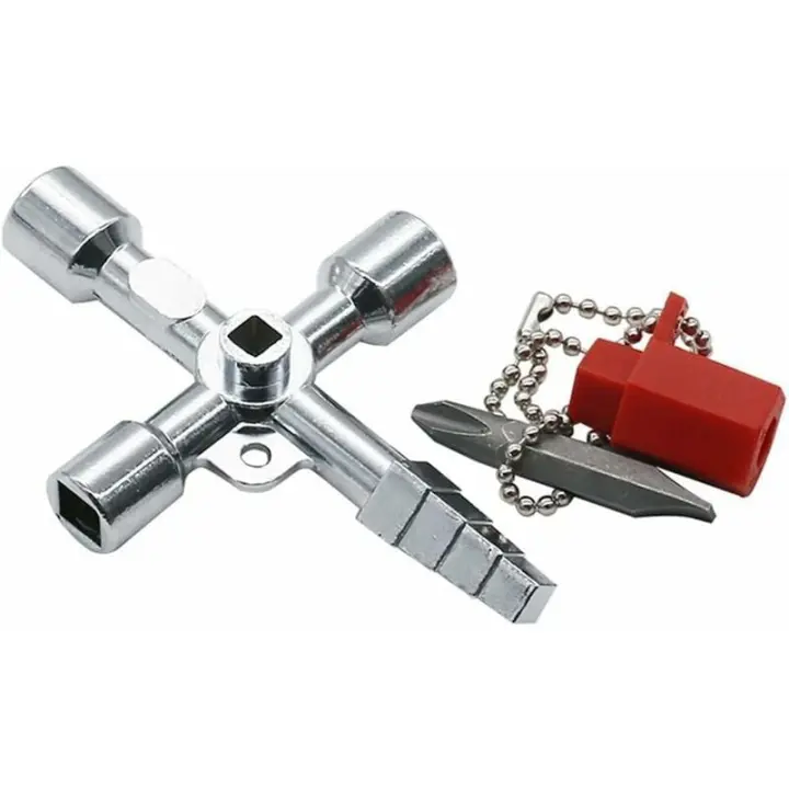 Llave de gabinete eléctrico universal Llave de triángulo Llave cuadrada Tren Gabinete eléctrico Ascensor Herramienta de mano multifuncional - 1