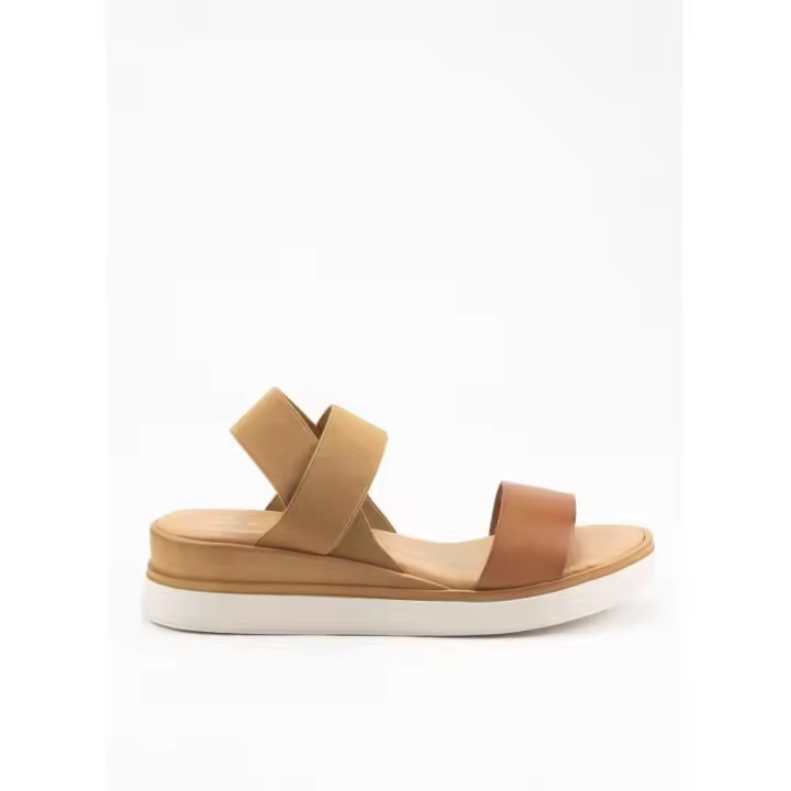 Sandalia de Piel con Cuña para Mujer en Color Cuero - 1