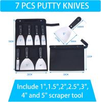Espátula Juego de espátula Cuchillo de Masilla y raspado de 7 piezas, mango de plástico antideslizante with a Bolsa de almacenamiento de lona portátil - details 0