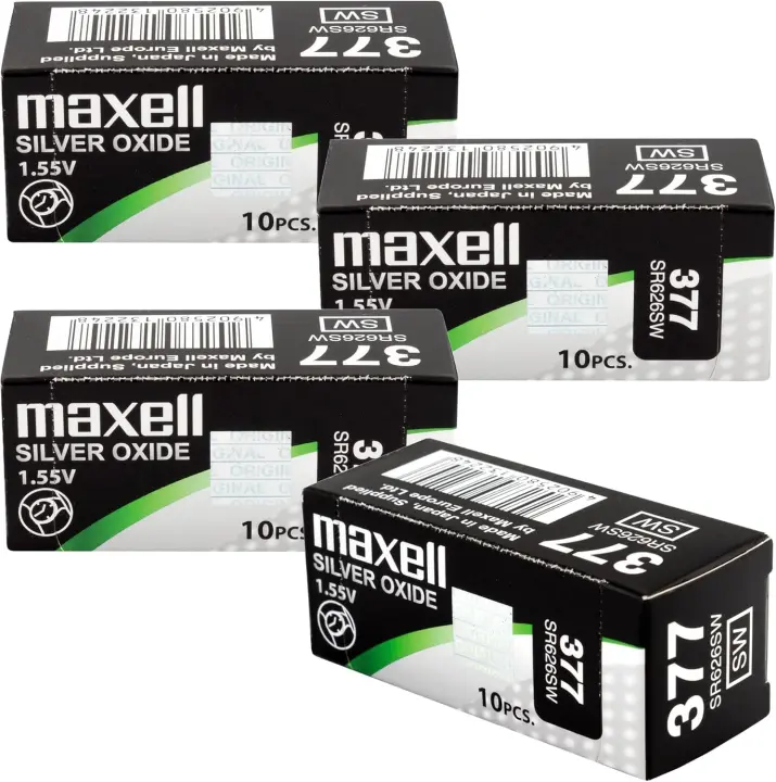 Paquete de 40 unidades de pilas de botón de óxido de plata Maxell SR626SW (377) - 1