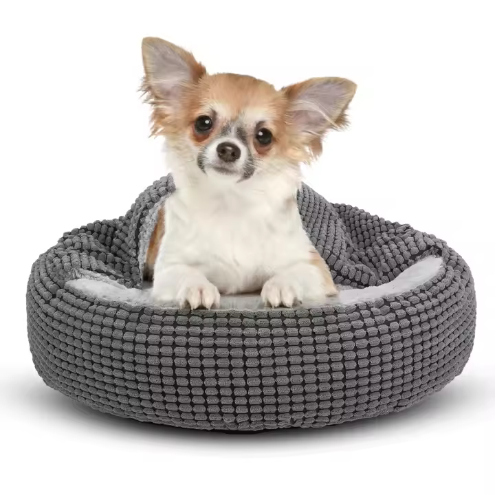 Cama para Perros, Cama Perros Pequeños, Cama Perro Redondo Cama Gato Esponjoso y Lavable Cama para Mascotas Antideslizante with Manta, Puede Acamar Mascotas de hasta 12kg(59x59x15cm) - 1