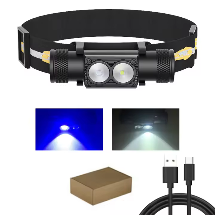 Nueva Lámpara De Cara LED De Alta Potencia Recargable USB Tipo-C Luz Blanca Azul Para Camping Caza Torcha 18650 - 1
