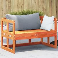 vidaXL Banco sofá de jardín extensible madera maciza de pino en color Blanco/Douglas natural/Marrón cera - details 2