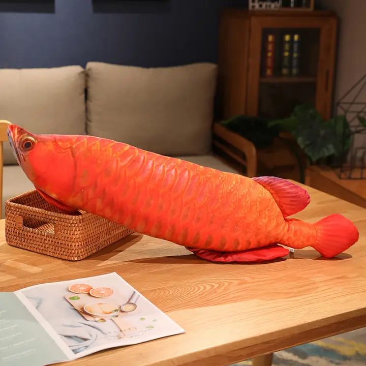 Juguete De Peluche Realista De Arowana Dorada Cálido Y Suave Muñeco De Pescado Almohadilla De Pescado Cojín Para Gatos Regalo Para Todas Las Edades - 1