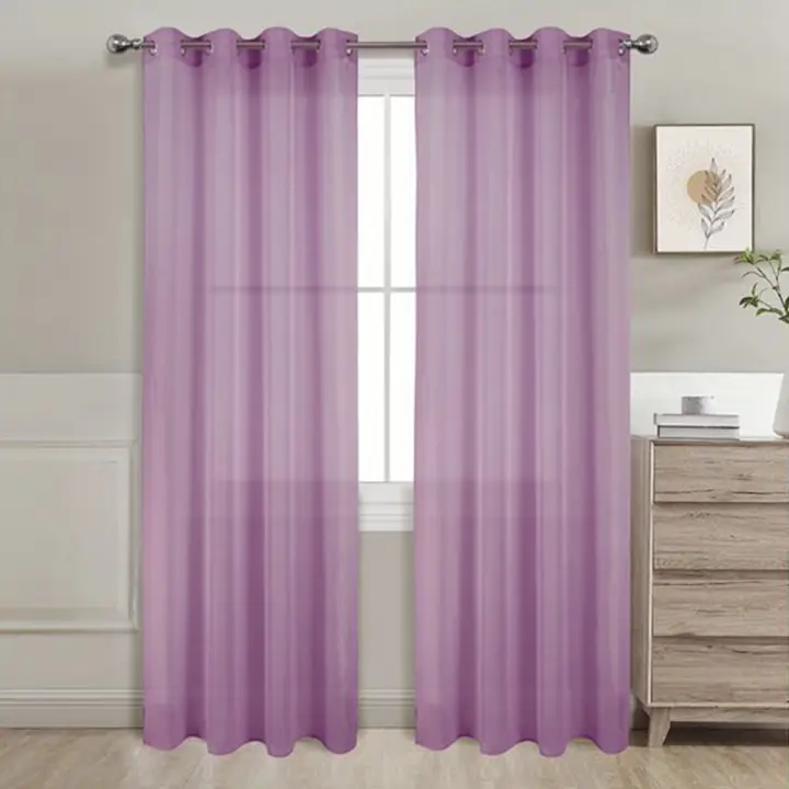 Cortinas Salon Modernes, Cortinas Visillos Liso, Transslúcidas Visillos, Cortinas Poliéster, Cortinas para Sala Cuarto Dormitorio Cocina Salón, 2 Piezas, 140x220cm / 140x260cm, marrón/Azul/Beige/Blanco/Rosa/Gris/Morado/Naranja/Rojo - 1
