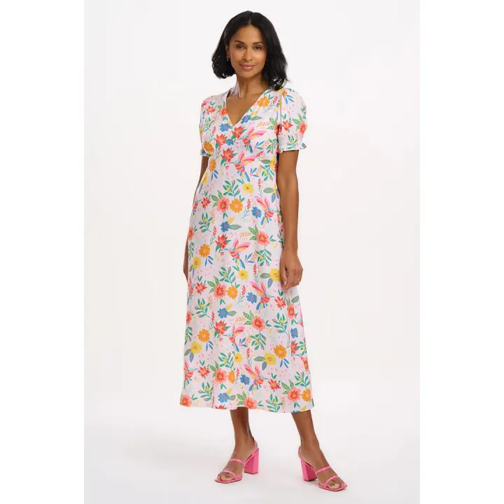 SUGARHILL BRIGHTON - Vestido midi Maryjane color blanco roto estampado colibrí tropical de Sugarhill Brighton - 1