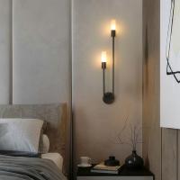 Lámpara De Pared LED Dorada Negra Lujo Moderna Nórdica Minimalista Creativa Para Sala De Estar Corredor Dormitorio Lateral - details 0