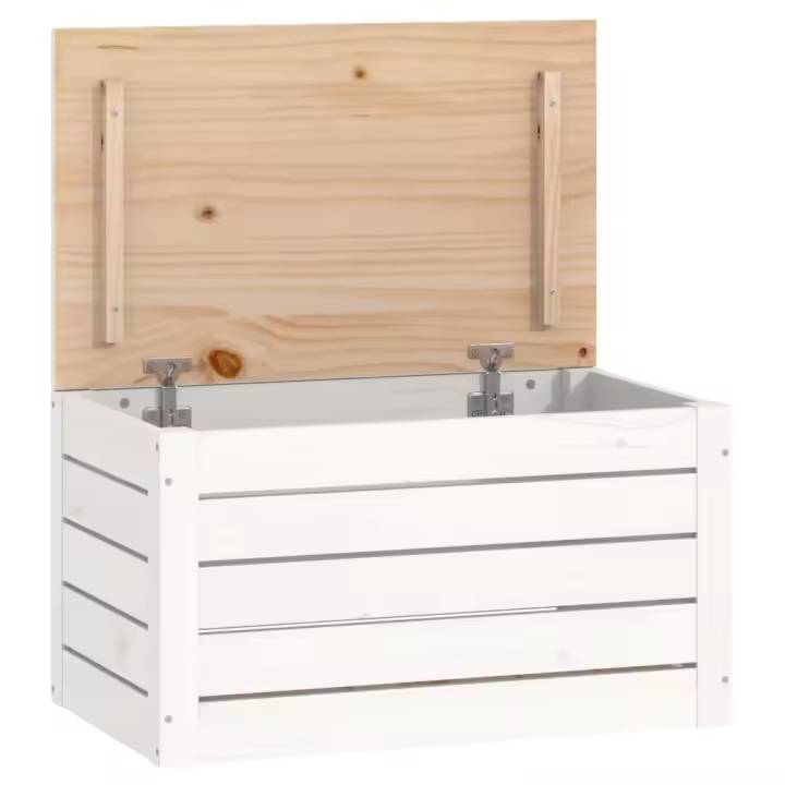 Caja de madera de pinino blanco 59,5x36,5x33 cm - 1