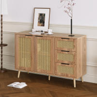 Vintage Mueble lateral de Ratón con 2 Puertas Y 3 compartimientos con mango Negro para Cocina y Sala de estar (Madera natural) - details 0