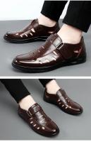 Sandalias De Verano Para Hombre En Cuero Genuino Transpirables Casuales Con Cierre Slip on Antideslizantes Hechas a Mano Sandalias Gladiador - details 9