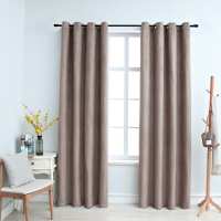 vidaXL 2x Cortinas Opacas con Anillas Metal Crudo 140x245cm Decoración Color Blanco crudo,  Gris,  Taupé y mas - details 2