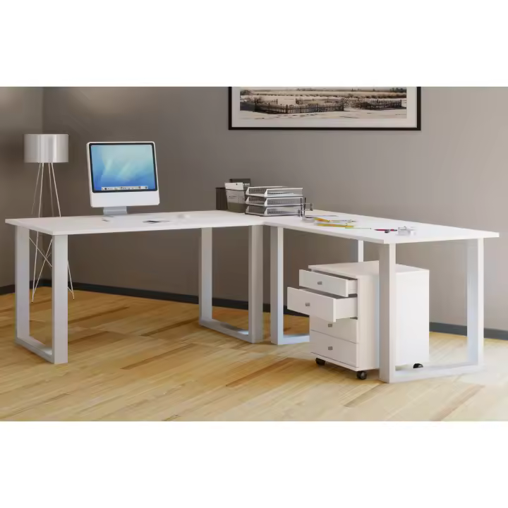 VCM Holz Schreibtisch | Eckschreibtisch schlicht | 190x130 | L Form links oder rechts | Arbeitstisch Platte 50 cm tief | Computertisch Büromöbel - Lona U - 1