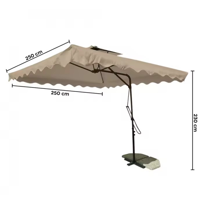 Mediawavestore Sombrilla de Jardín Descentralizado Tela Impermeable 2,5 M Poste de Metal 2,3 M - Protección UV y Fácil Apertura - 1