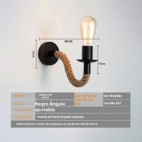 Lámpara de pared de la vendimia Cuerda de cáñamo retro pared sconce nórdico Moderna lámpara dormitorio junto a la Sala de estar para la decoración del Hogar iluminación - details 0