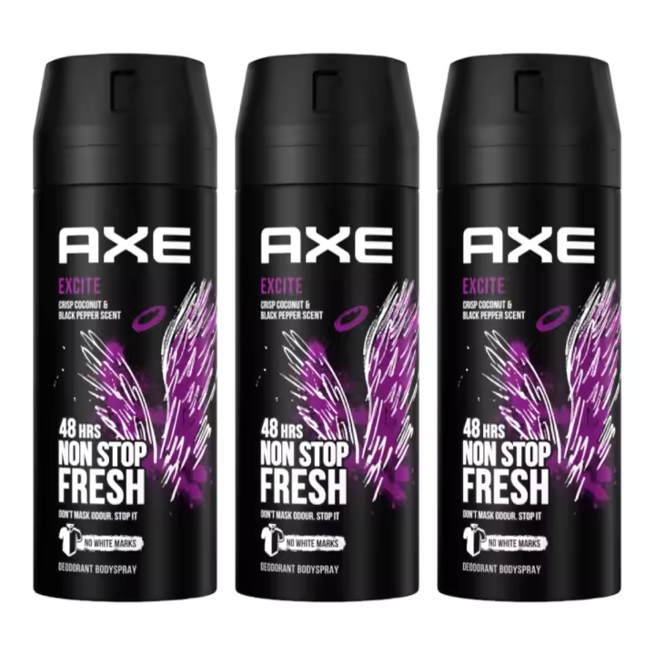 AXE Excite 48H Fresh Deodorant Body Spray Fragancia para hombres 150ml - Paquete de 3 unidades (Total 450ml) - 1