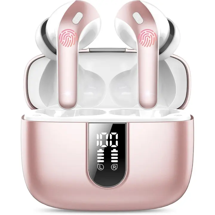 Auriculares Bluetooth, Auriculares Bluetooth 5,3, 4 Mic con Reducción de Ruido ENC, 50H con Graves, Cascos Inalambricos Bluetooth IP7 Impermeable, Carga rápida USB-C, Ajuste Cómodo - 1