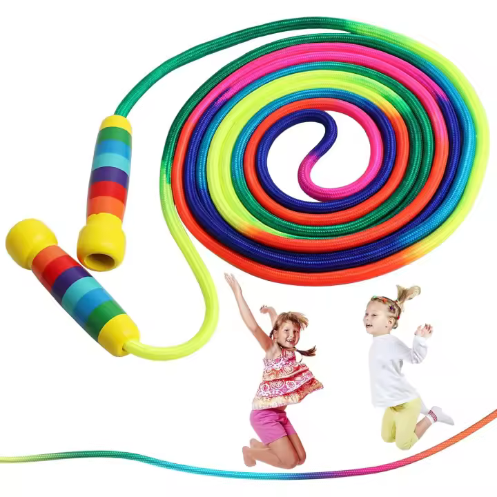 Cuerda Saltar 5m,Cuerda de Saltar para Niños,Cuerda Saltar Niños de 5M Mango,Cuerda de Saltar Arco Iris para Varios Jugadores,para Niños y Adultos - 1