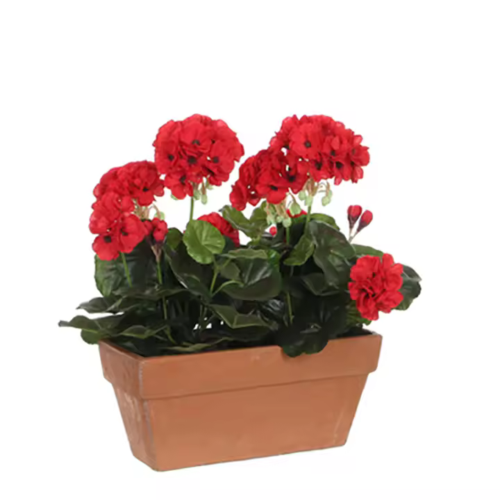 Geranio pvc rojo en jardinera para balcon 29x13x40cm - 1