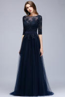 Vestido Elegante De Maxi Para Madre De La Novia Con Encaje Y Tules BABYONLINE Sin Mangas Con Cintura A-LINE Decoración De Perlas Y Broches - details 6