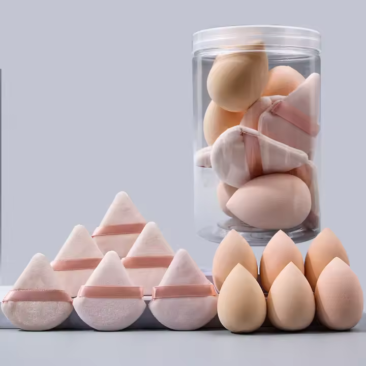 Juego de esponjas de maquillaje triangulares antiadherentes multifuncionales en lata, KOSSHOW de alto rebote 6cm 12uds - 1