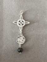 colgante amuleto doble protección nudo de bruja, tetragrámaton y piedra de ónix. plata de ley-40ycuatro joyería - details 2