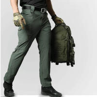 Pantalones De Entrenamiento Para Hombres Secado Rápido Verano Pantalones Tácticos De Trabajo Pantalones De Instructor De Deporte Estilo Militar Cierre De Cremallera Talla Media - details 1