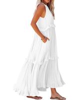 Vestido De Verano Para Mujer Con Camisola Y Falda Larga Estilo Europeo Y Americano Sin Mangas Cuello Redondo Polyester Spandex - details 30