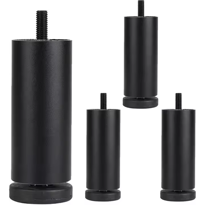 4 patas negras para muebles - Patas de aluminio de 12 cm para sofá con rosca M8 - Capacidad de carga 400 kg - Patas ajustables para armarios - Elevadores para sofás y armarios - 1