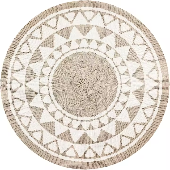 VINILIKO, Alfombra interior/exterior PVC Khamba rattan redonda, imitación textura natural - 1