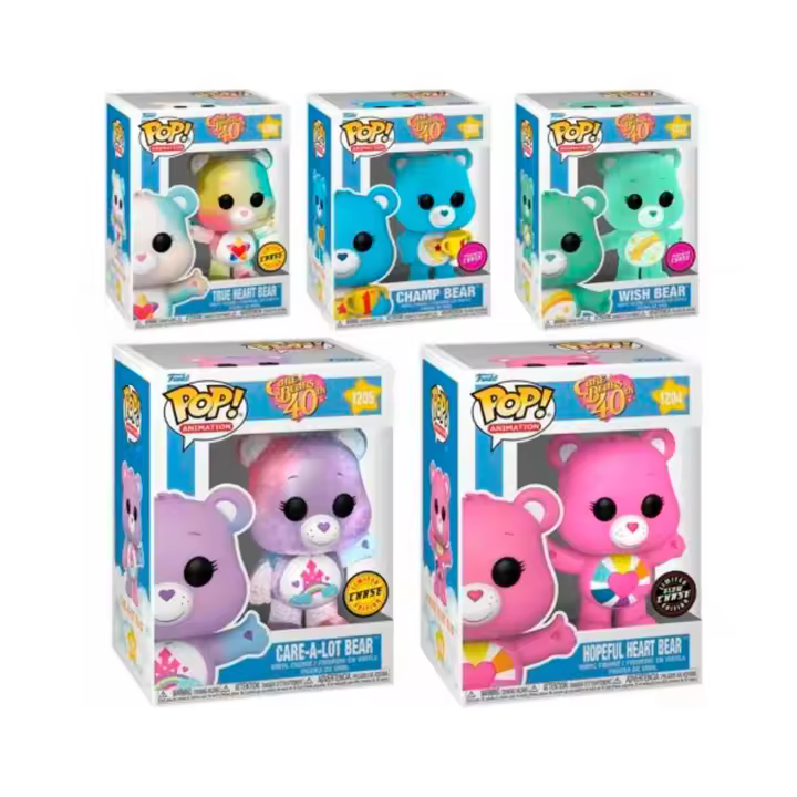 Funko PACK 5 FUNKO OSOS AMOROSOS CARE BEARS CHASE CHAMP HOPEFUL CARE-A-LOT TRUE HEART WISH - 1