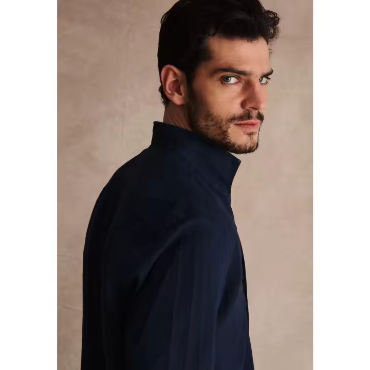 CAMISA LINO CUELLO MAO MARINO - 1