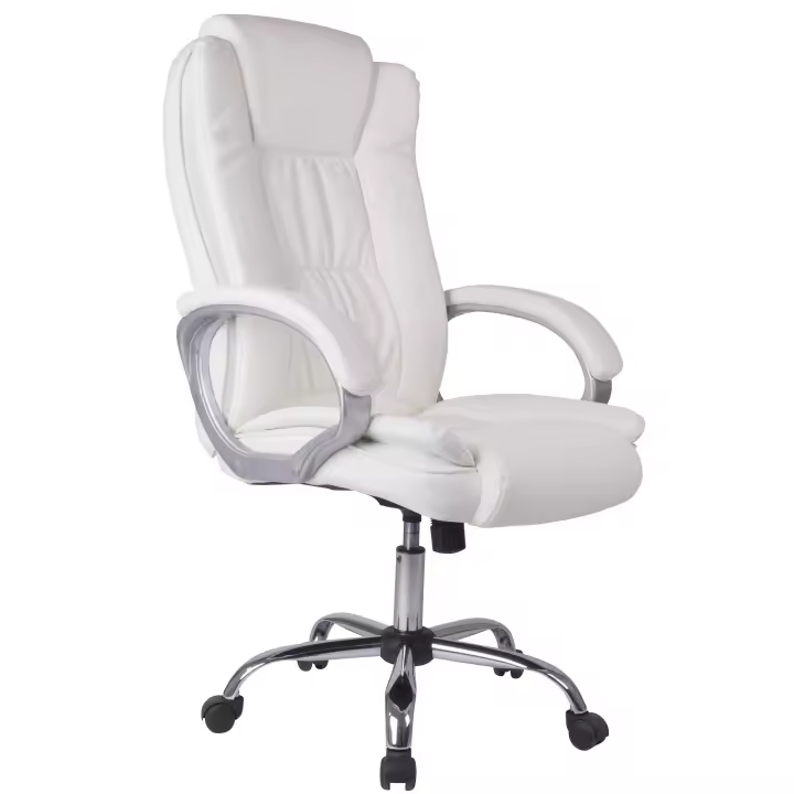 VS Venta-Stock Venta-Stock Sillón de Oficina Karen Elevable y Reclinable en Piel Sintética Blanco - Ajuste Milimétrico de Altura - 1