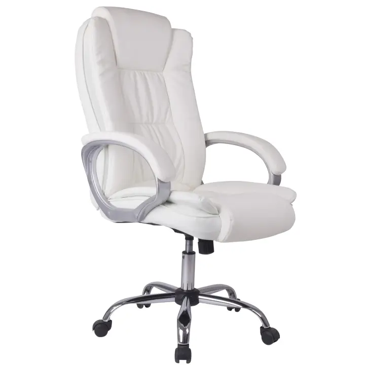 VS Venta-Stock Venta-Stock Sillón de Oficina Karen Elevable y Reclinable en Piel Sintética Blanco - Ajuste Milimétrico de Altura - 1