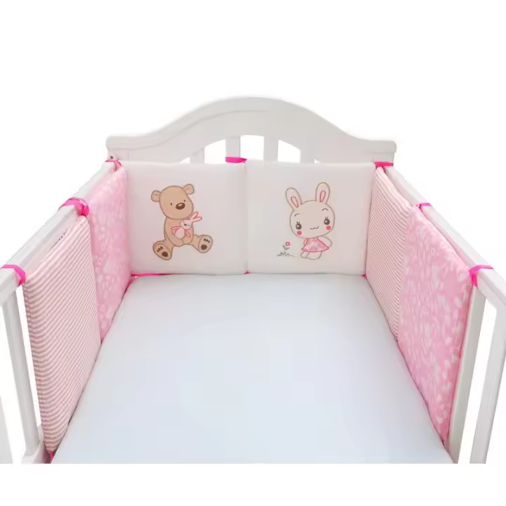 Protector de Cama de Bebe, almohadillas parachoques de Cuna, parachoques de Cama de seuridad para niños, alrededor de cuna de algodón, anticolisión, anticaída, 6 piezas por juego - 1