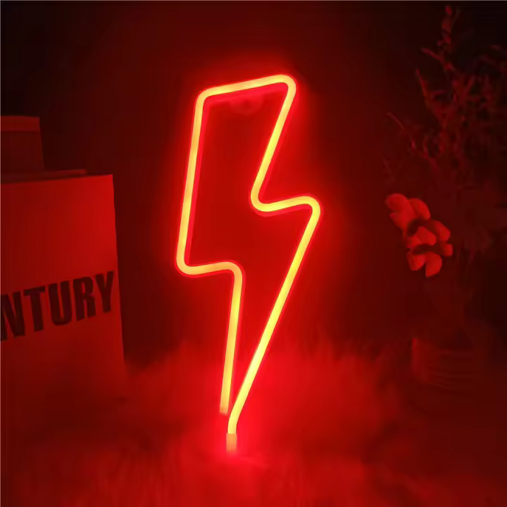 Luz De Noche LED Neón Creativa En Forma De Rayo Para Decoración De Hogar Dormitorio Fiesta Navidad Regalo Para Niños Luz Fairy USB/Batería Incluida - 1