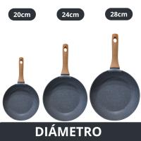 Set de 3 Sartenes de Aluminio Forjado 20/24/28 cm con Revestimiento Antiadherente de Mármol 3 Capas, Mango Ergonómico de Silicona, Aptas para Cocina de Inducción, Gas y Vitrocerámica - details 3