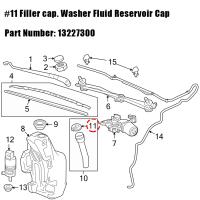 Tapa De Reservorio De Líquido Para Limpiaparabrisas Buick Cadillac CTS Chevrolet Camaro Cruze GMC Saab OE 13227300 Pieza Por Venta - details 1