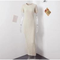 Vestido Largo De Mujer Con Encaje Corto Y Cuello Redondo Estilo Casual Para Primavera Y Verano Vestido De Encaje Slim Fit - details 1