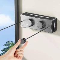 Tendedero Retráctil Ajustable 2 * 5.1m, Tendedero Extensible Pared, la Perilla de Tensión Ajustable Proporciona Soporte Adicional, Diseño Antihundimiento, Apto para Balcones, Cocinas y Baños (Gris) - details 4