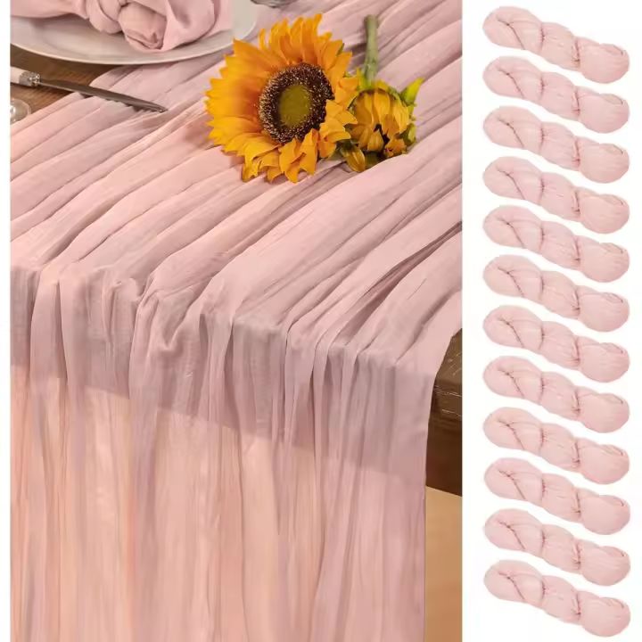 Terracotta Cheesecloth Table Runner 12 Pack Boho Fall Burnt Orange Cheese Cloth Table Runners 120 Inches Rust Thanksgiving Table Decorations for Wedding Bridal Baby Shower Frinedsgiving Decor - 1