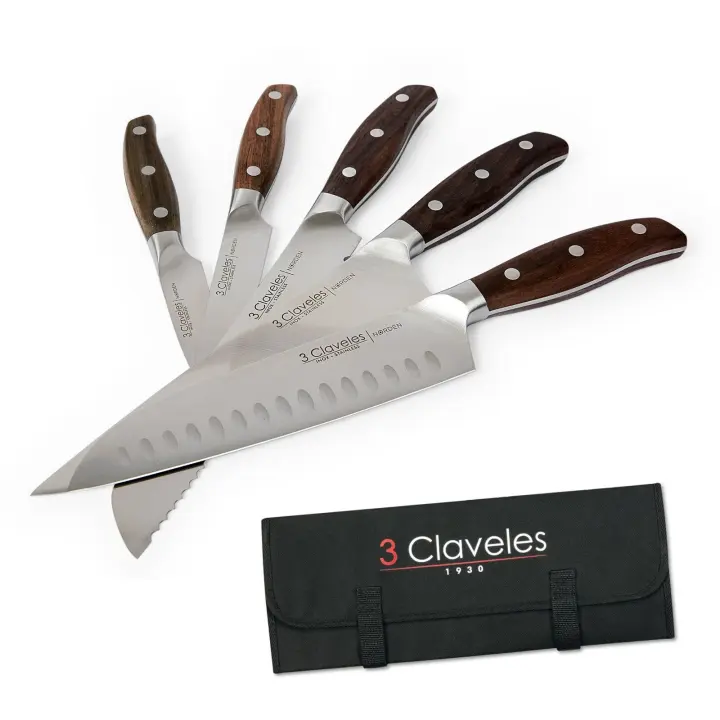 3 Claveles Norden - Juego de 5 Cuchillos Profesionales Masterchef Acero Forjado y Estuche - 1