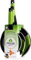 Safe Verdes + PRIOR - Grill Asador Liso, Aluminio fundido con antiadherente Teflon Classic, 28 cm Prior - Set de 3 sartenes, aluminio antiadherente, 18, 22 y 26 cm, incluye dos Salvamanteles - details 2