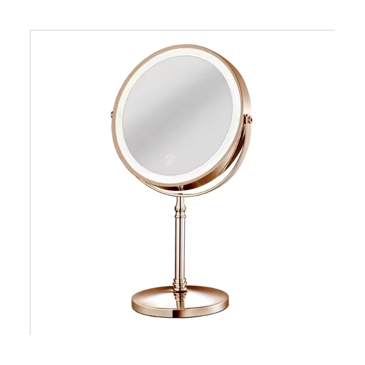 Espejo de maquillaje recargable con LED, espejo cosmético de aumento ajustable, brillo, 3 colores, 2 lados C, 10X - 1