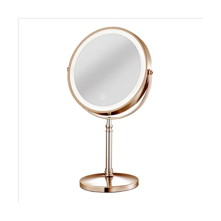 Espejo de maquillaje recargable con LED, espejo cosmético de aumento ajustable, brillo, 3 colores, 2 lados C, 10X - 1