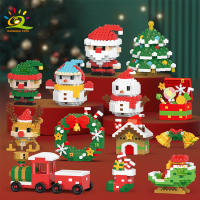HUIQIBAO Miniatura De Árbol De Navidad Con Papá Noel Y Payaso De Nieve Bloques De Construcción Micro Para Niños Juguetes De Cerdo DIY Regalo Para Adultos - details 0