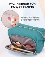 Bolsa de maquillaje de viaje, Bolsa de Cosméticos, Organizador de maquillaje, Bolsa Grande de Aperture Ancha para Mujer, Monedero para artículos de tocador, accesorios, pinceles, Azul - details 2