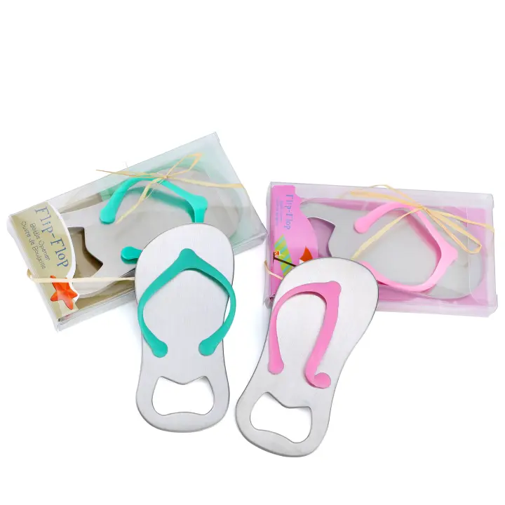 Pack  de 9 a 36 unidades de abridor de botellas con forma de chancla, Abridor original para regalar, Azul y rosa, Recuerdos para invitados de boda, Recuerdos bautizo, Boda en la playa regalos invitados, Reglantes.com - 1