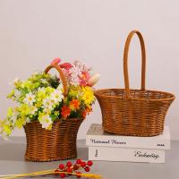 Cesta De Tejido De Imitación De Rotán Con Manija Para Decoración Del Hogar Almacenamiento De Verduras Frutas Flores - details 9
