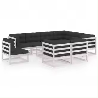 VIDAXL conjunto mobiliario para jardines fabricado en pino blanco con cojines color gris - 1